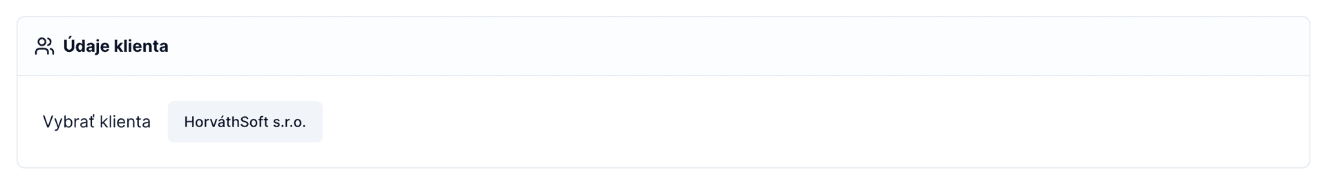 Prvým krokom pri tvorbe faktúry je vyplnenie údajov klienta.